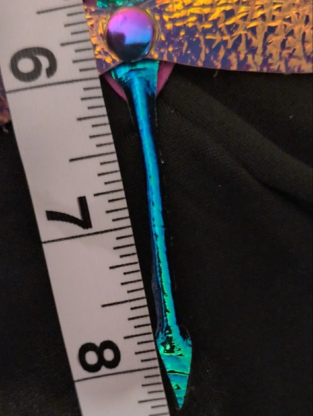 Hand Made Leather Iridescent Dragonfly Bag Charm — Purple Accent